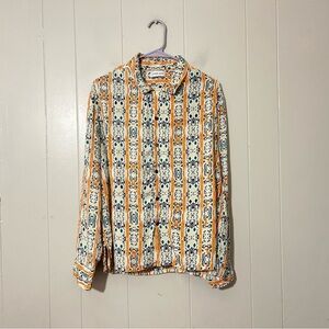 Raga Man Southwestern Tribal Geometric Button Up Shirt Men’s Large Boho Festival